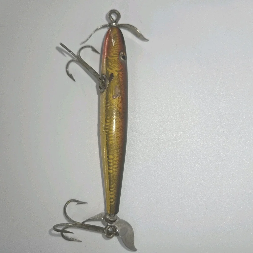 Vintage Shakespeare Slim Jim Honor Built Wood‎ Fishing Lure Propeller USA 4.5 In
